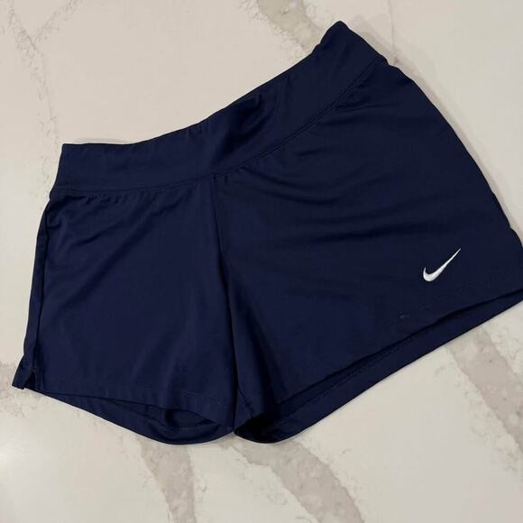 Nike Dri Fit Compression Activewear Shorts Women’s Size Large Navy Blue Running - Picture 2 of 6